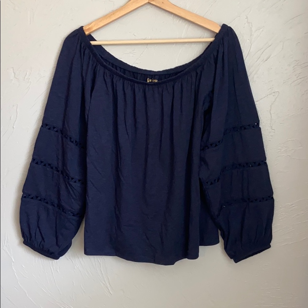 Lilly Pulitzer Katt Top in Navy 3/4 cinched Sleeve